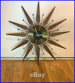 Sears 47381 Wall Clock Mid Century Vintage Sunburst Atomic Starburst Retro