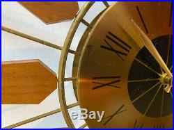 Sears 47381 Wall Clock Mid Century Vintage Sunburst Atomic Starburst Retro