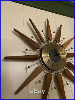 Sears Wall Clock Mid Century Vintage Sunburst Atomic Starburst Retro