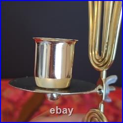 Set Of 2 Vintage 60s Mid Century Atomic Wall Sconce Candle Holder Wood Metal 22