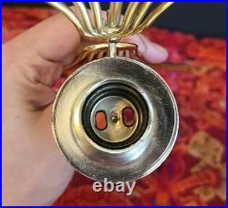 Set Of 2 Vintage 60s Mid Century Atomic Wall Sconce Candle Holder Wood Metal 22