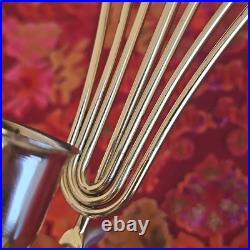 Set Of 2 Vintage 60s Mid Century Atomic Wall Sconce Candle Holder Wood Metal 22