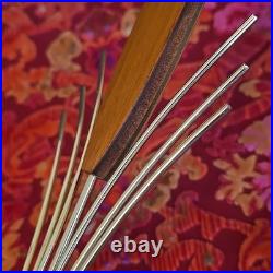 Set Of 2 Vintage 60s Mid Century Atomic Wall Sconce Candle Holder Wood Metal 22