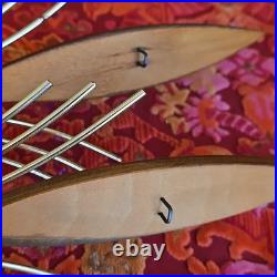 Set Of 2 Vintage 60s Mid Century Atomic Wall Sconce Candle Holder Wood Metal 22
