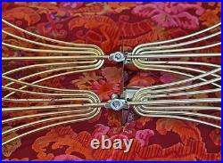 Set Of 2 Vintage 60s Mid Century Atomic Wall Sconce Candle Holder Wood Metal 22