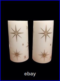 Set of 2 Gold White Mid-Century Plastic Shade Atomic Starburst Wall Sconces