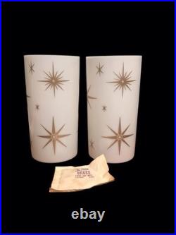 Set of 2 Gold White Mid-Century Plastic Shade Atomic Starburst Wall Sconces