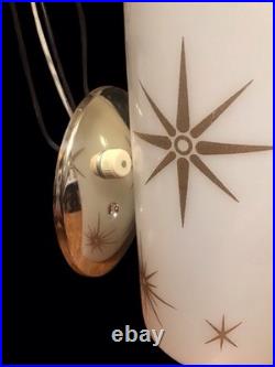 Set of 2 Gold White Mid-Century Plastic Shade Atomic Starburst Wall Sconces
