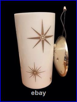 Set of 2 Gold White Mid-Century Plastic Shade Atomic Starburst Wall Sconces