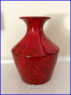Set of 2 Mid Century Rosenthal Netter Italy Atomic Red Pottery Vase Estate Find