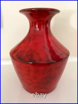 Set of 2 Mid Century Rosenthal Netter Italy Atomic Red Pottery Vase Estate Find