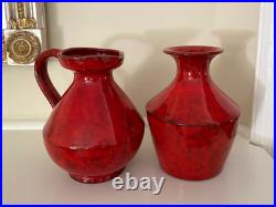 Set of 2 Mid Century Rosenthal Netter Italy Atomic Red Pottery Vase Estate Find