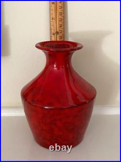 Set of 2 Mid Century Rosenthal Netter Italy Atomic Red Pottery Vase Estate Find