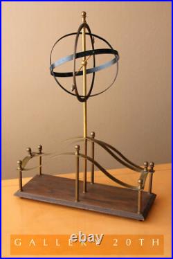 Space Age! Atomic MID Century Magazine Rack! Large Vtg 50s MCM Wood Brass Art
