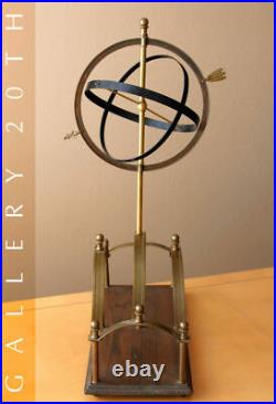 Space Age! Atomic MID Century Magazine Rack! Large Vtg 50s MCM Wood Brass Art