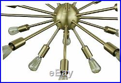 Sputnik Atomic Lamp Light Chandelier Satin Brass 50's Mid Century Modern Eames