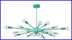 Sputnik Atomic Starburst Chandelier Sea Foam Green Mid Century Modern 18 Arms
