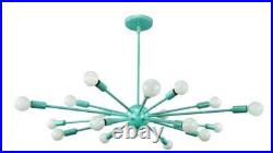 Sputnik Atomic Starburst Chandelier Sea Foam Green Mid Century Modern 18 Arms