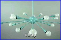 Sputnik Atomic Starburst Chandelier Sea Foam Green Mid Century Modern 18 Arms