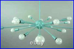 Sputnik Atomic Starburst Chandelier Sea Foam Green Mid Century Modern 18 Arms