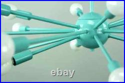 Sputnik Atomic Starburst Chandelier Sea Foam Green Mid Century Modern 18 Arms
