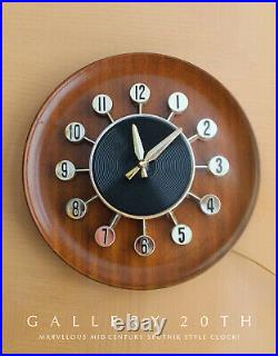 Sputnik! MID Century Modern Atomic Wall Clock! Vtg Space Age Interior Decorator