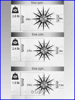 Starburst Wall Clock Mid Century Modern Retro Decor Pink Accent 25 27 30 Inch