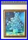 Stunning_MID_Century_Mastin_Atomic_Blue_Lithograph_Art_50s_Flower_Painting_Vtg_01_ez