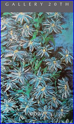 Stunning! MID Century Mastin Atomic Blue Lithograph! Art 50s Flower Painting Vtg