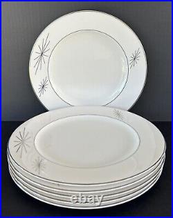Syracuse China Polaris Atomic Star Dinner Plates 10.75 Set Of 6 MCM Mid Century