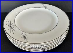Syracuse China Polaris Atomic Star Dinner Plates 10.75 Set Of 6 MCM Mid Century