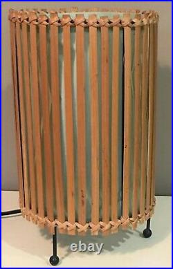 TIKI mid century hippy Boho chic bamboo Table LAMP! VIntage 50s 60s ATOMIC