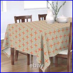 Tablecloth Mid Century Modern Atomic Star Vintage Inspired Cotton Sateen