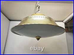 VIntage Mid century Modern Moe atomic flying saucer ceiling light Fixture Gold