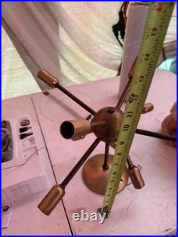 VTG 1960s Mid Century Modern Brass Sputnik Chandelier Light Fixture Atomic MCM