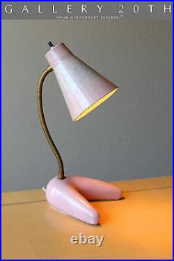 Very Rare! MID Century Modern Pink Boomerang Desk Lamp! Atomic Vtg 50s 60s Retro