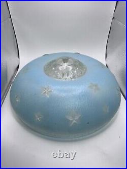 VinTaGe Blue Mid-Century AtoMiC Hanging Art Glass Starburst/Optic Ceiling Shade