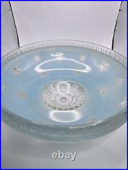 VinTaGe Blue Mid-Century AtoMiC Hanging Art Glass Starburst/Optic Ceiling Shade