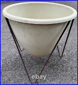 Vintage 1950s 60s Beige Plastic Tripod Planter Atomic Era Mid Century MCM Modern