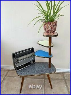 Vintage 1950s 60s Formica Colourful Atomic Plant Stand Mid-Century Retro space