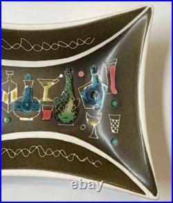 Vintage 1950s Bourne Denby Pottery Glyn Colledge Atomic Bar Theme Dish signed