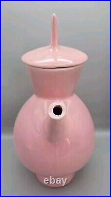 Vintage 1950s MCM Mid-century Modern MidMod Atomic Pink Ceramic Coffee Tea Pot