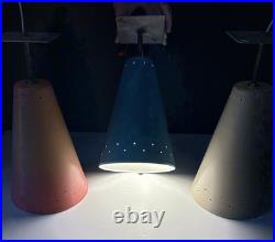 Vintage 1950s Mid Century Retro Atomic Industrial Multicolor Light Fixtures Set