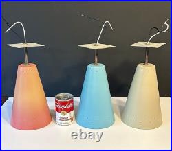 Vintage 1950s Mid Century Retro Atomic Industrial Multicolor Light Fixtures Set