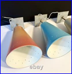 Vintage 1950s Mid Century Retro Atomic Industrial Multicolor Light Fixtures Set