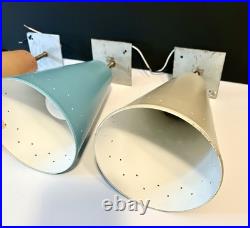 Vintage 1950s Mid Century Retro Atomic Industrial Multicolor Light Fixtures Set
