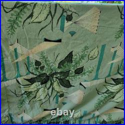 Vintage 1960's MidCentury Modern Atomic Barkcloth 2 Curtain Panels 82 X 86