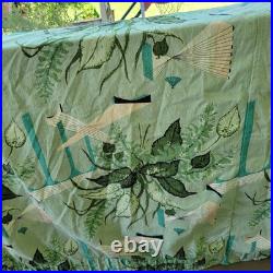 Vintage 1960's MidCentury Modern Atomic Barkcloth 2 Curtain Panels 82 X 86