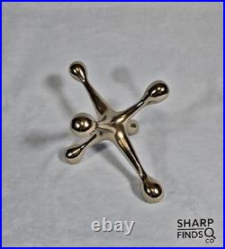 Vintage 1970s Solid Brass Jack Sculpture Modernist Mid Century Atomic Decor 11in