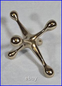 Vintage 1970s Solid Brass Jack Sculpture Modernist Mid Century Atomic Decor 11in